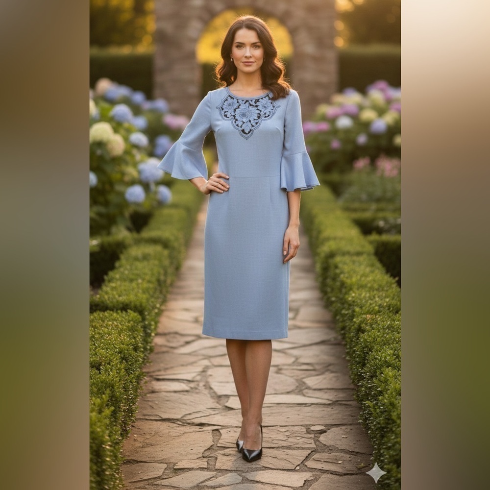 Karen Millen Blue Dress with Floral Cutout Design size 6